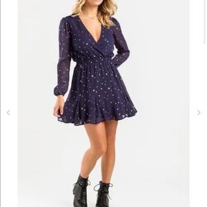 S blue star print dress